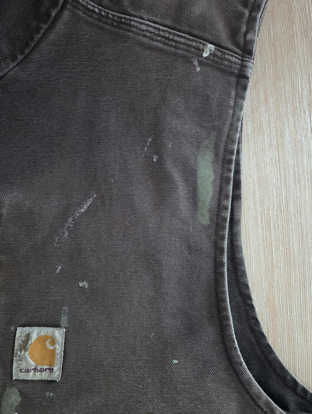 Carhartt Dark Brown Sherpa Lined Duck Vest Distressed Workwear Mens Size 2 XL - Picture 4 of 16